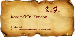 Kapitán Ferenc névjegykártya