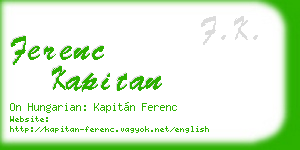 ferenc kapitan business card